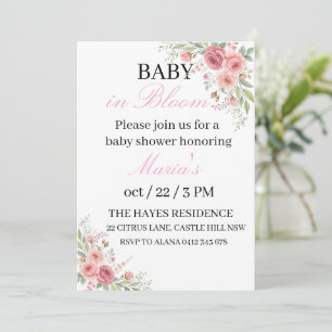 Cartão de Convite de Aniversário Baby in Bloom