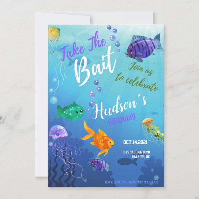 Cartão de Convite de Aniversário Bait (Frente)