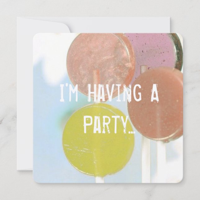 CARTÃO DE CONVITE DE ANIVERSÁRIO DA RETRO LOLLIPOP (Frente)