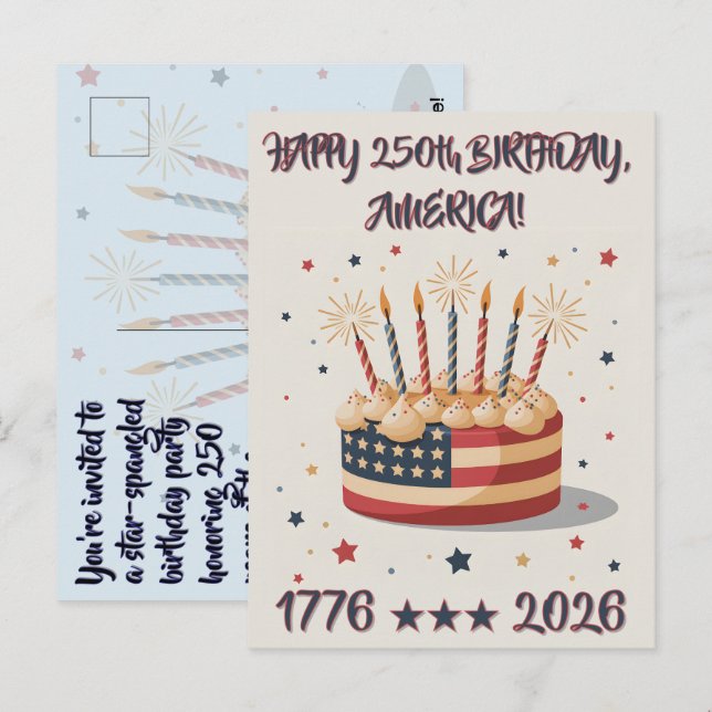 Cartão de Convite de Aniversário de 250 Anos dos E (Frente/Verso)