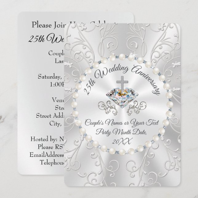 Cartão de Convite de Aniversário de 25 Anos CHRIST (Frente/Verso)