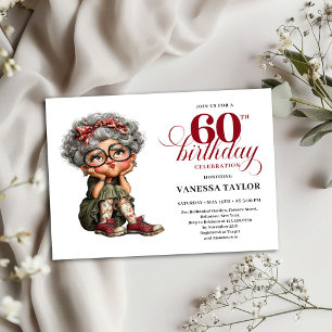 Cartão de Convite de Aniversário de 60 Anos Humor