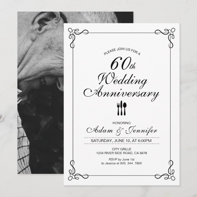 Cartão de Convite de Aniversário de Casamento de 6 (Frente/Verso)