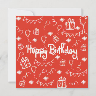 cartão de convite de aniversário de desenhado à mã