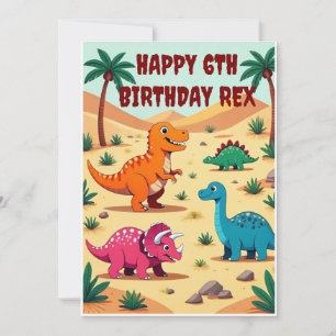 Cartão de Convite de Aniversário de Dinossauro Col