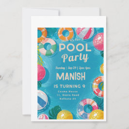 Cartão de Convite de Aniversário de Festa de Pisci