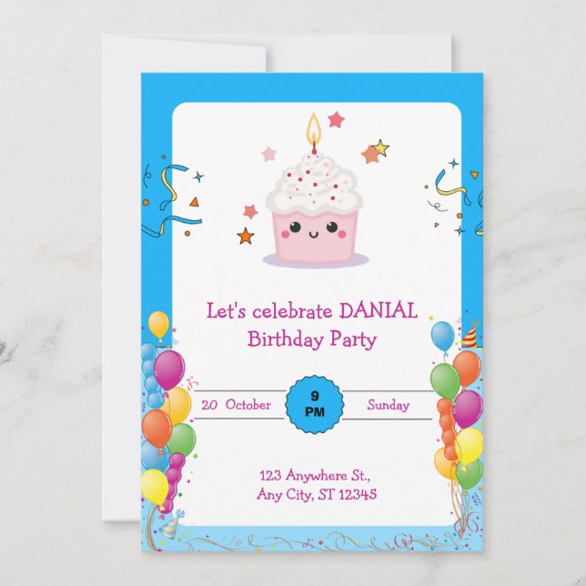 Cartão de Convite de Aniversário de Festa de vamos (Frente)