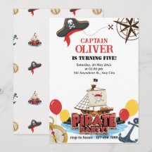 Cartão de Convite de Aniversário de Navio Marítimo