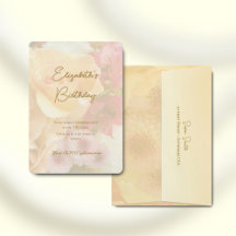 Cartão de Convite de Aniversário de Rosa Amarelo P