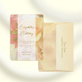 Cartão de Convite de Aniversário de Rosa Amarelo P