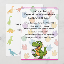 Cartão de Convite de Aniversário do Dinossaur