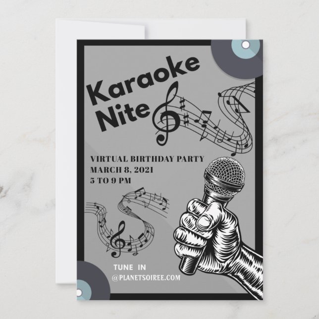 Cartão de Convite de Aniversário do Karaoke Nite (Frente)