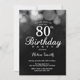 Cartão de Convite de Aniversário para 80 de Silv