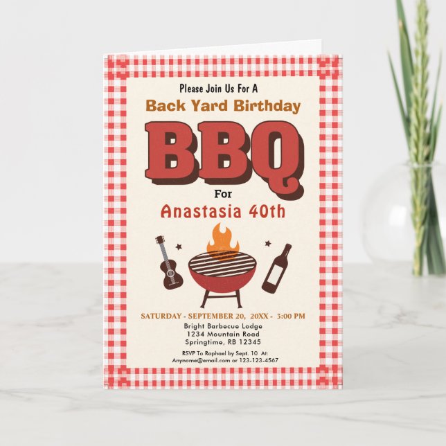 Cartão de Convite de Aniversário para churrasco Ba (Frente)