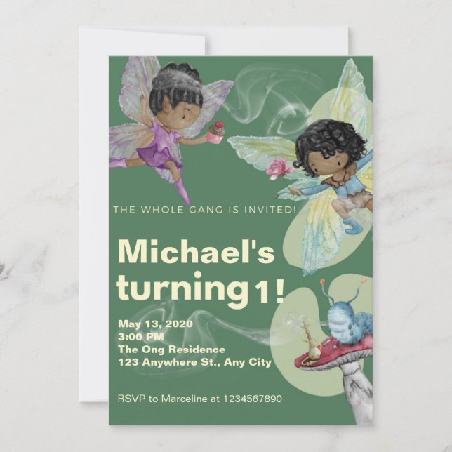 Cartão de Convite de Aniversário para Fadas Gang (Frente)