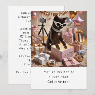 Cartão de Convite de aniversário para gatos
