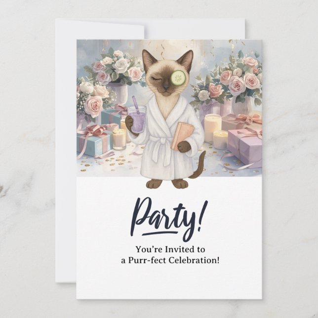 Cartão de Convite de aniversário para gatos (Frente)