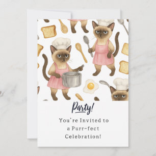 Cartão de Convite de aniversário para gatos