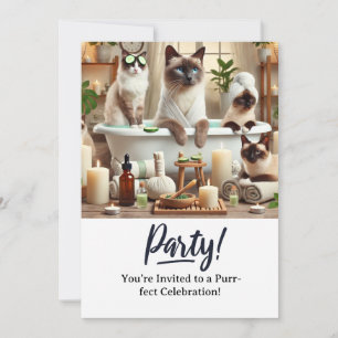 Cartão de Convite de aniversário para gatos