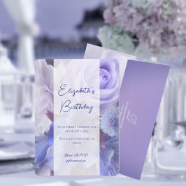Cartão de Convite de Aniversário para Rosa Azul Vi