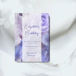 Cartão de Convite de Aniversário para Rosa Azul Vi