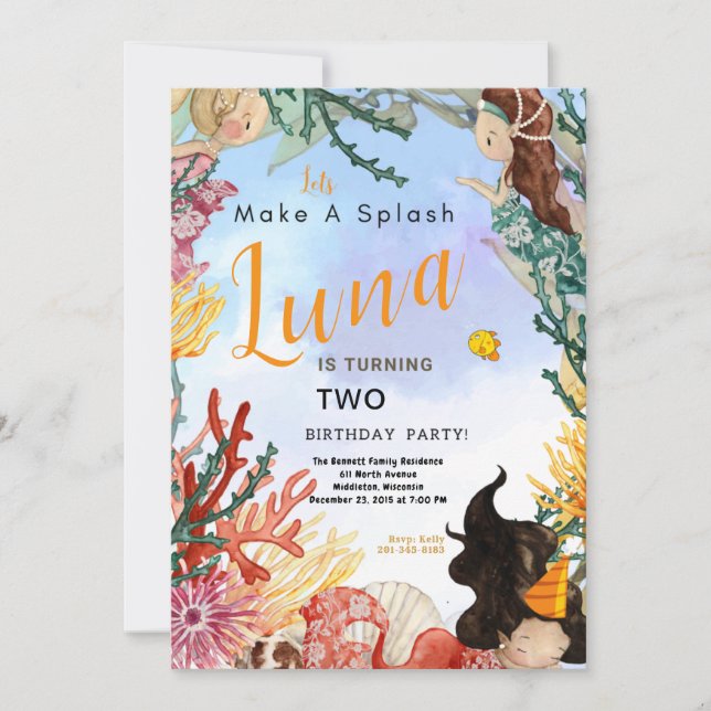 Cartão de Convite de Aniversário para Seaside (Frente)