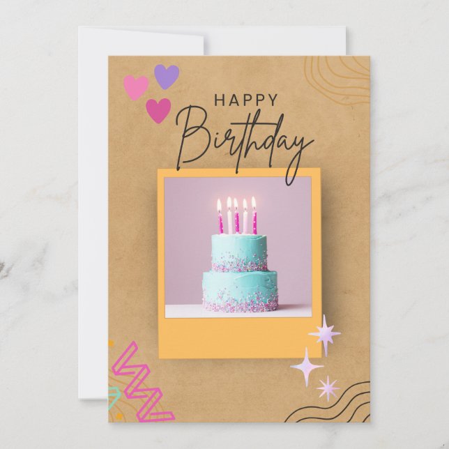 Cartão de Convite de Aniversário para Watercolor (Frente)