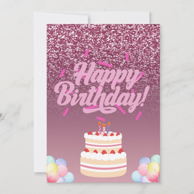 Cartão de Convite de Aniversário para Watercolor (Frente)