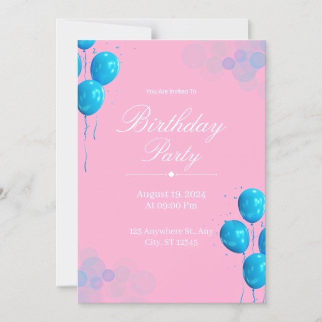 Cartão de Convite de Aniversário Personalizado (Frente)