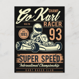 Cartão de Convite de Aniversário Vintage Go Kart R