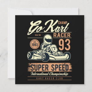 Cartão de Convite de Aniversário Vintage Go Kart R