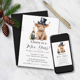 Cartão de Convite de Ano Novo da Vaca das Terras A