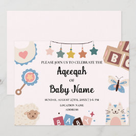 Cartão de Convite de Aqeeqah Aqiqah Instantâneo Ed