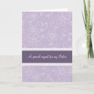 Cartão de Convite de Bridesmaid Irmã Floral Púrpur