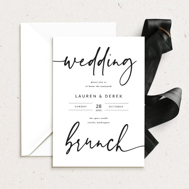 Cartão de Convite de Brunch de Casamento Ousado Co (Criador carregado)