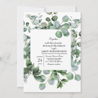 Cartão de convite de casamento botânico Elegant Gr