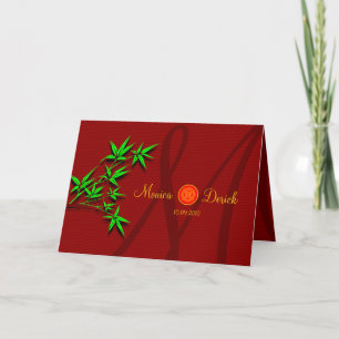 cartão de convite de casamento chinês com bambu RS