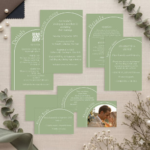 Cartão de Convite de Casamento com Arco Verde Sage