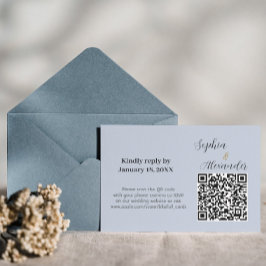 Cartão de Convite de Casamento com Código QR Elega