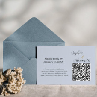 Cartão de Convite de Casamento com Código QR Elega