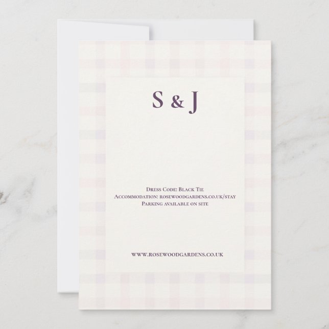 Cartão de Convite de Casamento com Detalhes de Mon (Verso)