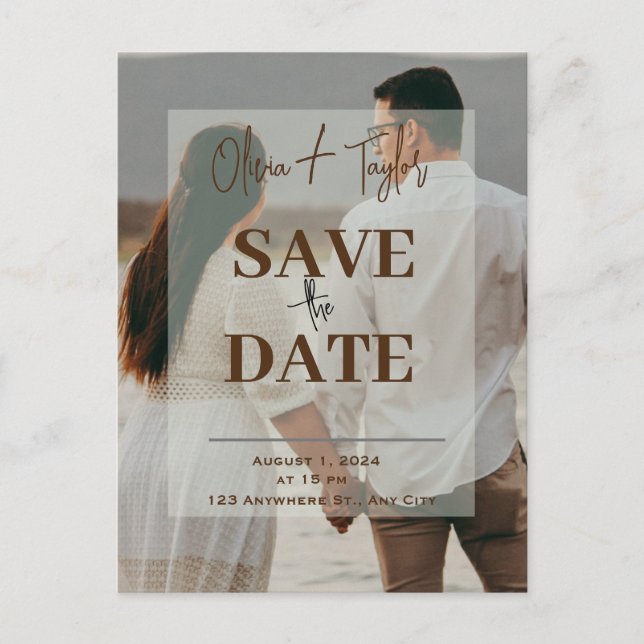 cartão de convite de casamento com foto transparen (Frente)