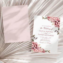 Cartão de Convite de Casamento com Hortênsia Rosa 