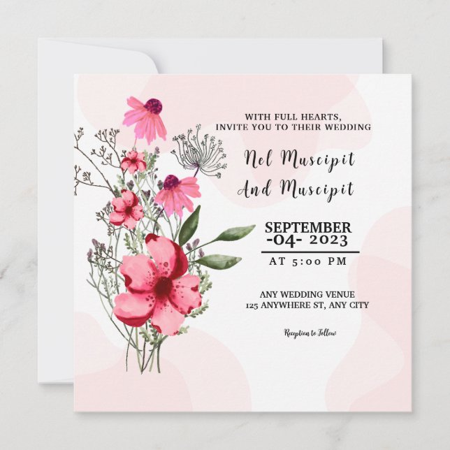 Cartão de Convite de Casamento Elegant Square Desi (Frente)