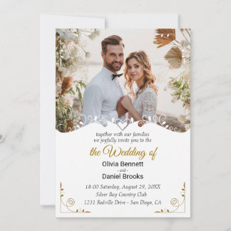 Cartão de convite de casamento elegante com foto