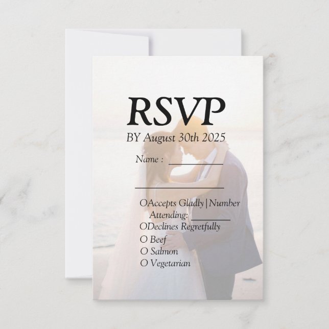 Cartão de Convite de Casamento Elegante com RSVP E (Frente)