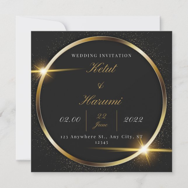 Cartão de Convite de Casamento Elegante e Simples (Frente)