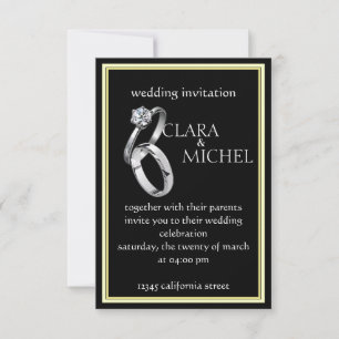 CARTÃO DE CONVITE DE CASAMENTO ELEGANTE PARA UM O