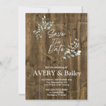 Cartão de convite de casamento elegante rústico de