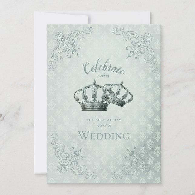 Cartão de Convite de Casamento em Damasco de Seda (Frente)